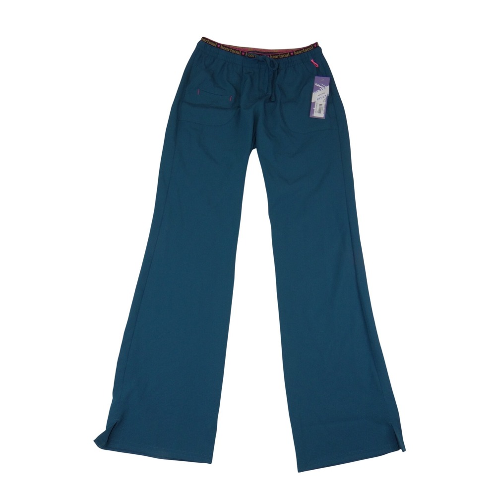 Heartsoul 20110 Break on Through Teal Blue Flare Leg Scrub Pants XS 4082